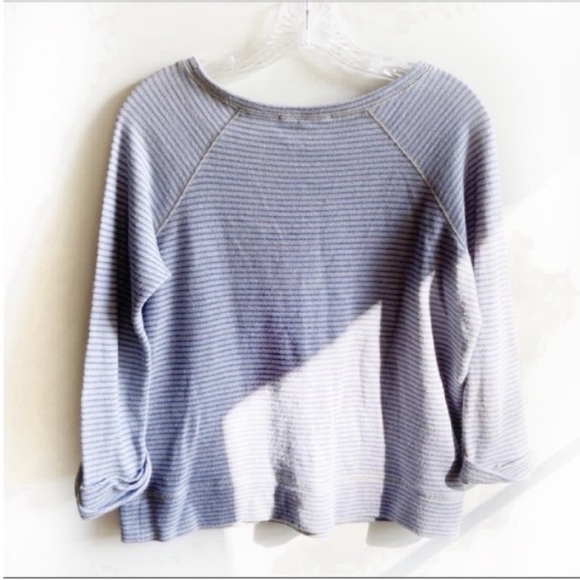 Soft Joie Emma sweater blue gray striped French terry - Picture 8 of 9